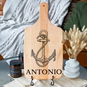 Kitchen |   Personalized Name Charcuterie Board With Anchor Symbol Pattern Exquisite Gift For Boy Friend Home & Living Kitchen