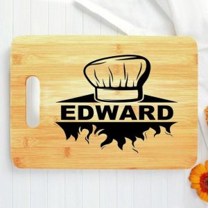 Kitchen |   Personalized Name Charcuterie Board With Chef Hat Pattern Unique Gift For Him Home & Living Kitchen