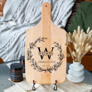 Kitchen |   Personalized Name Charcuterie Board With Creative Garland Pattern Artistic Wedding Gift Home & Living Kitchen