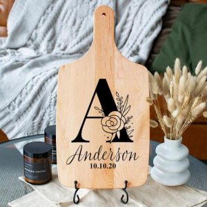 Kitchen |   Personalized Name Charcuterie Board With Custom Date With Flower Exquisite Present For Mom Home & Living Kitchen