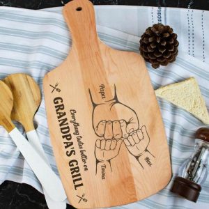 Kitchen |   Personalized Name Charcuterie Board With Fist Pattern Funny Father’s Day Gift Home & Living Kitchen