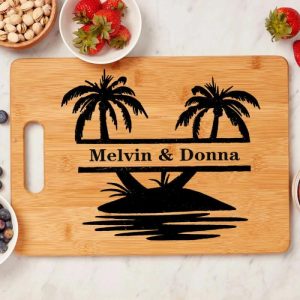 Kitchen |   Personalized Name Charcuterie Board With Palm Trees Pattern Best Gift For New Couples Home & Living Kitchen