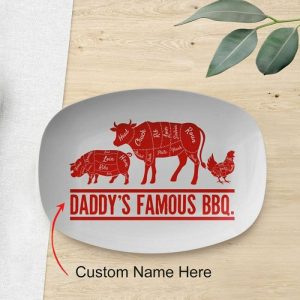 Kitchen |   Personalized Name Plate With Animals Pattern For Daddy "Famous Bbq" Home & Living Kitchen