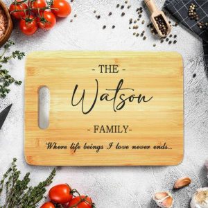 Kitchen |   Personalized Name Square Charcuterie Board Perfect Gift For Family "I Love Never Ends" Home & Living Kitchen