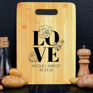 Kitchen |   Personalized Name Square Charcuterie Board With Artistic Word Modern Present For Couples Home & Living Kitchen