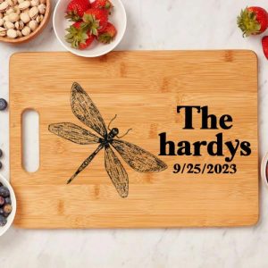 Kitchen |   Personalized Name Square Charcuterie Board With Dragonfly Pattern Durable Gift For Grandma Home & Living Kitchen