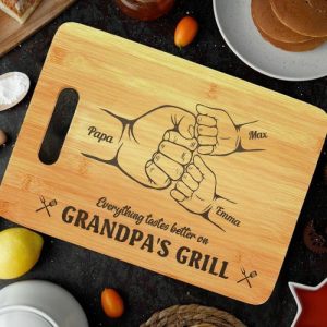 Kitchen |   Personalized Name Square Charcuterie Board With Fist Pattern Best Father’s Day Gift Home & Living Kitchen