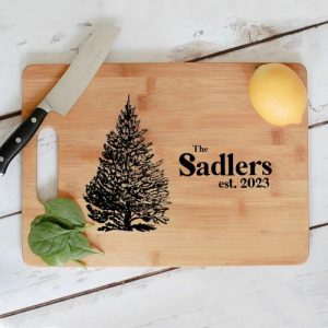 Kitchen |   Personalized Name Square Charcuterie Board With Pine Pattern Mysterious Thanksgiving Gift Home & Living Kitchen