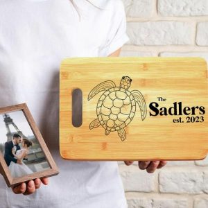 Kitchen |   Personalized Name Square Charcuterie Board With Turtle Pattern Perfect Gift For Grandpa Home & Living Kitchen