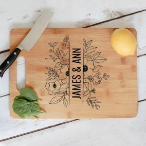 Kitchen |   Personalized Name Square Charcuterie Board With Unique And Beautiful Flower Pattern Best Thanksgiving Gift Home & Living Kitchen