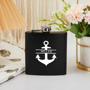 Kitchen |   Personalized Name Wine Pot With Anchor Pattern Funny Gift For Someone Home & Living brown