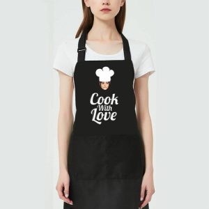 Kitchen |   Personalized Photo Apron With Chef’s Hat Pattern Elegant Gift For Family "Cook With Love" Home & Living Kitchen