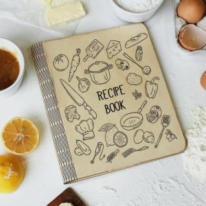 Kitchen |   Personalized Recipe Book Custom Delicious Food And Flower Artistic Cover Design Gift For Mom Home & Living burlywood