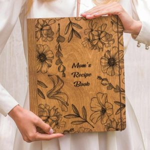 Kitchen |   Personalized Recipe Book Custom Elegant Flower Design Cover Gift For Great Mom Home & Living burlywood