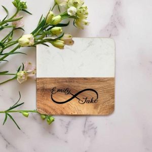 Kitchen |   Personalized Square Coaster With Custom Couple Name Marble Splicing Design Endless Love For The One Home & Living Kitchen