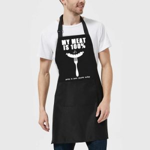 Kitchen |   Simple Apron Creative Gift For Father "My Meat Is 100%" Home & Living Kitchen