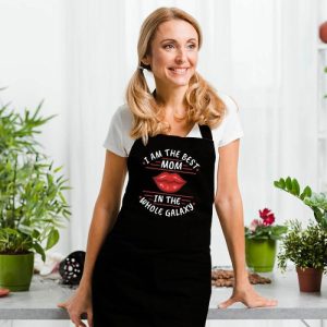 Kitchen |   Stylish Apron With Red Mouth Pattern For Dear Mom Home & Living Kitchen