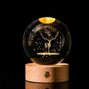 Lamps |   3D Carved Crystal Ball Night Light Creative Gift For Family Home & Living Lamps