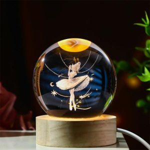 Lamps |   3D Carved Crystal Ball Night Light Perfect Gift For Best Friend Home & Living Lamps