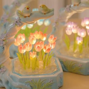 Lamps |   Birds And Flowers Tulip Night Light Creative Gift For Her Home & Living blue