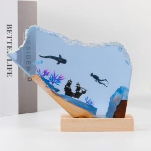 Lamps |   Boat And Divers Resin Wood Lamp Special Gift For Favourite Person Home & Living Lamps