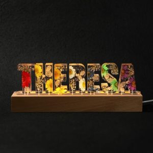 Lamps |   Custom Colorful Dried Flower Resin Name Letter Lamp Home & Living Lamps