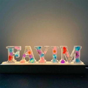 Lamps |   Custom Colorful Dried Flower Resin Name Letter Lamp-For Wife Home & Living Lamps