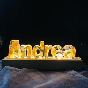 Lamps |   Custom Dried Flowers Resin Letter Lamp-For Her Home & Living Lamps