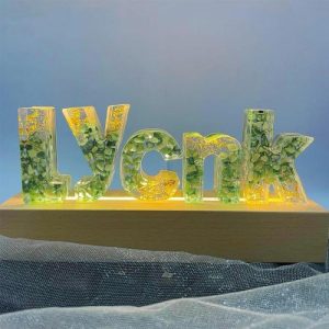 Lamps |   Custom Green Stone Resin Name Letter Lamp Home & Living Lamps