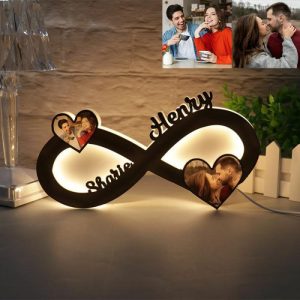 Lamps |   Custom Infinity Photo Name  Wooden Night Light For Couple Home & Living Lamps