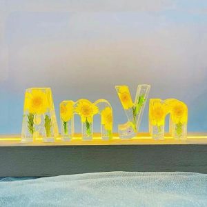 Lamps |   Custom Sun Flowers Dried Flower Resin Name Letter Lamp Home & Living Lamps