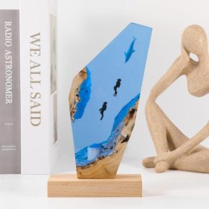 Lamps |   Cute Dolphins And Diving Enthusiasts Resin Wood Lamp Creative Gift For Anniversary Home & Living Lamps