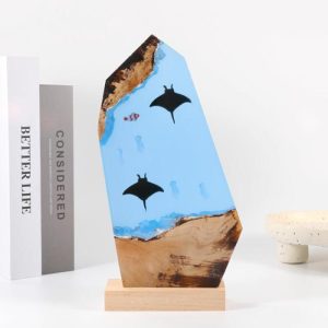 Lamps |   Cute Fish And Jellyfish Resin Wood Lamp Interesting Gift For Kids Home & Living Lamps