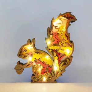 Lamps |   Cute Squirrel 3D Wood Carving Decorative Light Beautiful Gift For Kids Home & Living Lamps