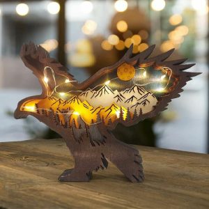 Lamps |   Eagle 3D Wood Carving Decorative Light Best Gift For Dad Home & Living Lamps