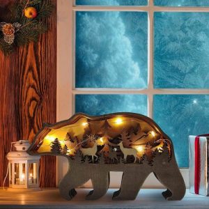 Lamps |   Forest Bear 3D Wood Carving Decorative Light Creative Gift For Family Home & Living Lamps