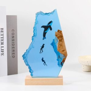 Lamps |   Freedom Whales And Divers Resin Wood Lamp Perfect Gift For Family Home & Living Lamps