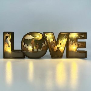 Lamps |   Love 3D Wood Carving Decorative Light Perfect Gift For Family Home & Living Lamps