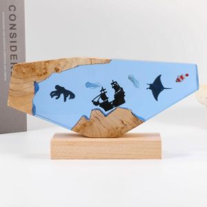 Lamps |   Manta Ray And Boat Resin Wood Lamp Precious Gift For Family Home & Living Lamps