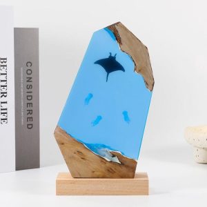 Lamps |   Manta Ray And Jellyfishes Resin Wood Lamp Amazing Gift For Friends Home & Living Lamps