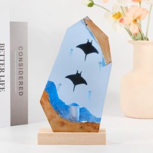 Lamps |   Manta Ray Resin Wood Lamp Precious Gift For Special Day Home & Living Lamps