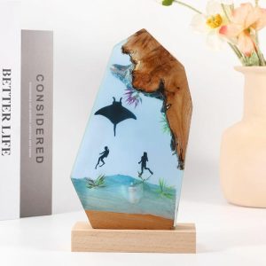 Lamps |   Marine Life And Divers Resin Wood Lamp Amazing Gift For Family Home & Living Lamps