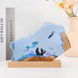 Lamps |   Mermaid And Diver Resin Wood Lamp Exquisite Gift For Girl Friend Home & Living Lamps