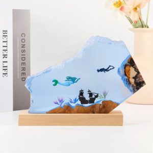 Lamps |   Mermaid And Diving Enthusiasts Resin Wood Lamp Creative Gift For Couples Home & Living Lamps