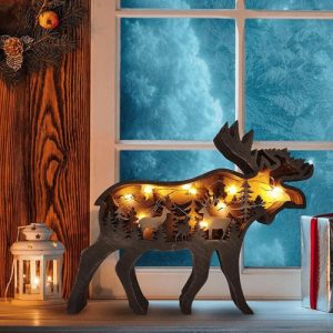 Lamps |   Moose 3D Wood Carving Decorative Light Funny Gift For Friends Home & Living Lamps