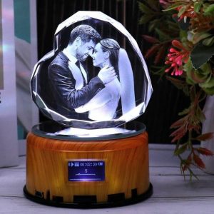 Lamps |   Personalized 3D Bluetooth Photo Crystal Heart Polyhedron With Speaker Lamp Base Home & Living Lamps