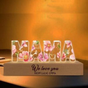 Lamps |   Personalized Acrylic Letter Lamp With Beautiful Flowers Mother’s Day Gift Home & Living Lamps