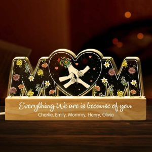 Lamps |   Personalized Acrylic Letter Lamp With Warm Hands Beautiful Gift For Mother Home & Living Lamps