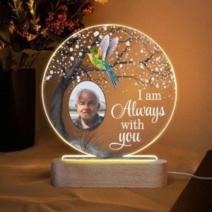 Lamps |   Personalized Acrylic Plaque Photo Lamps I’M Always With You Hummingbird Design Memorial Gift For Family Home & Living Lamps