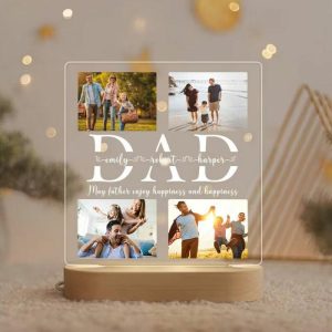 Lamps |   Personalized Acrylic Plaque Picture Lamp With Custom Photos And Names For Best Dad Home & Living Lamps